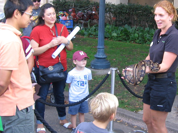 The San Diego Zoo had a slithery snake on display. These kids were fearless!