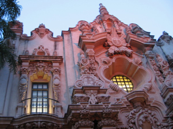 Beautiful light shines from the facade of Casa del Prado.